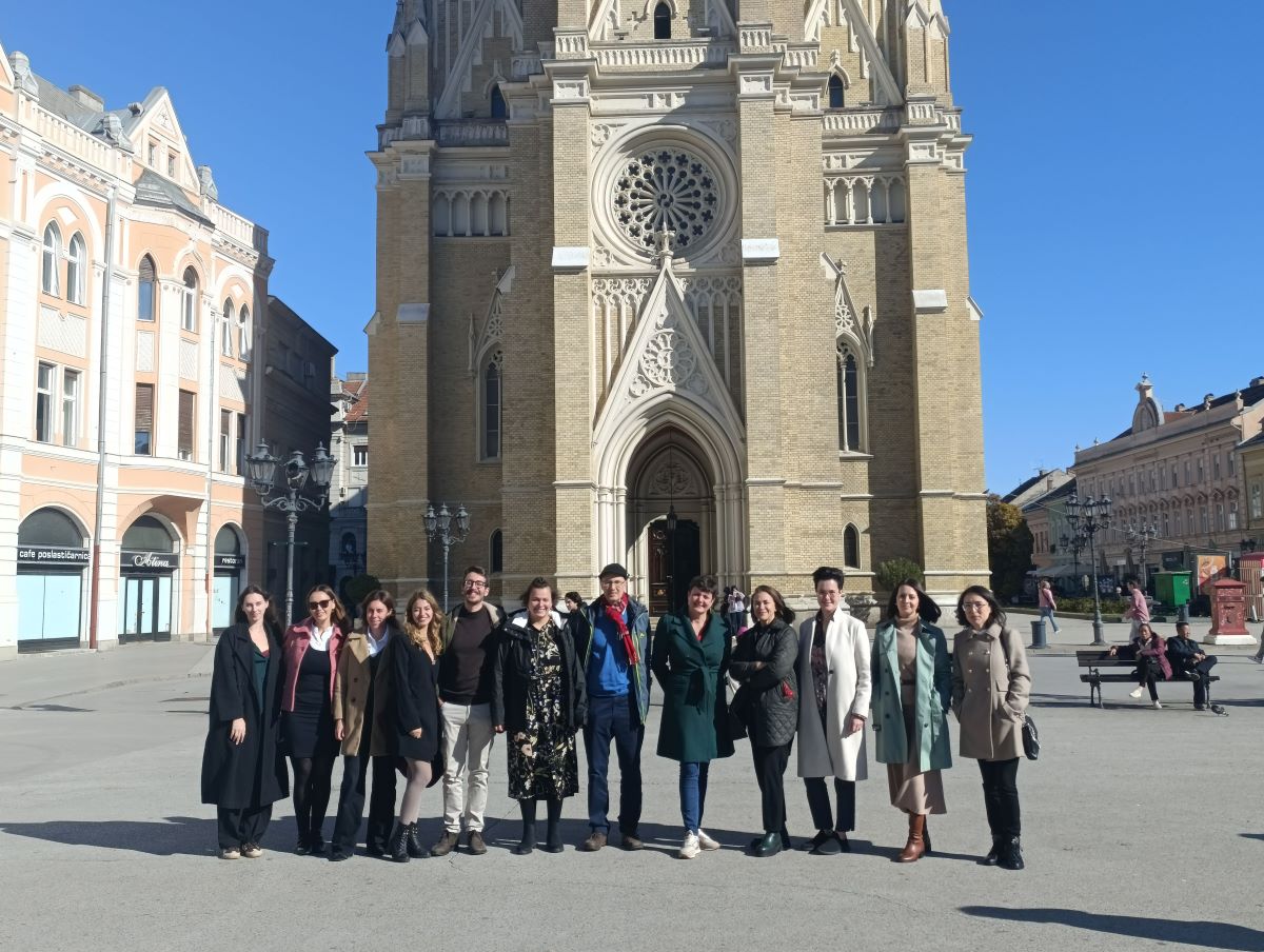 All partners standing in front of cathedral in Novi Sad for the ABCinEnergy project
