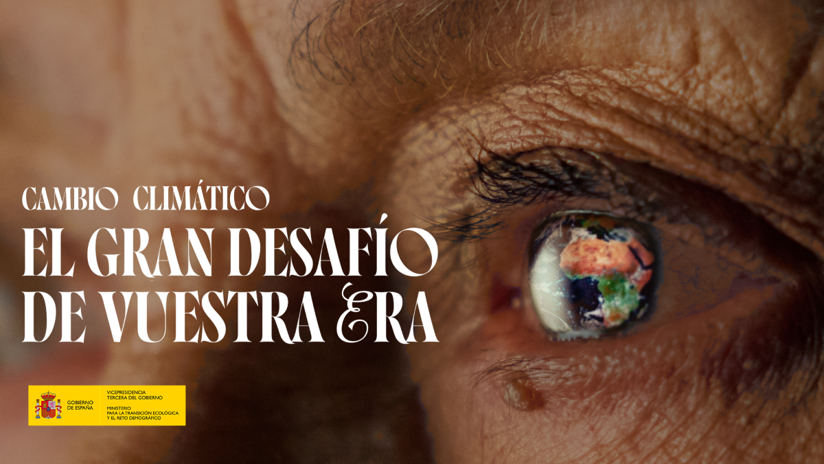 Logo of MITECO on campaign poster with an eye